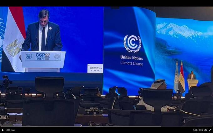 President Pahor delivers Slovenia's National statement at the 27th United Nations Climate Change Conference – COP27 in Sharm el-Sheikh in Egypt